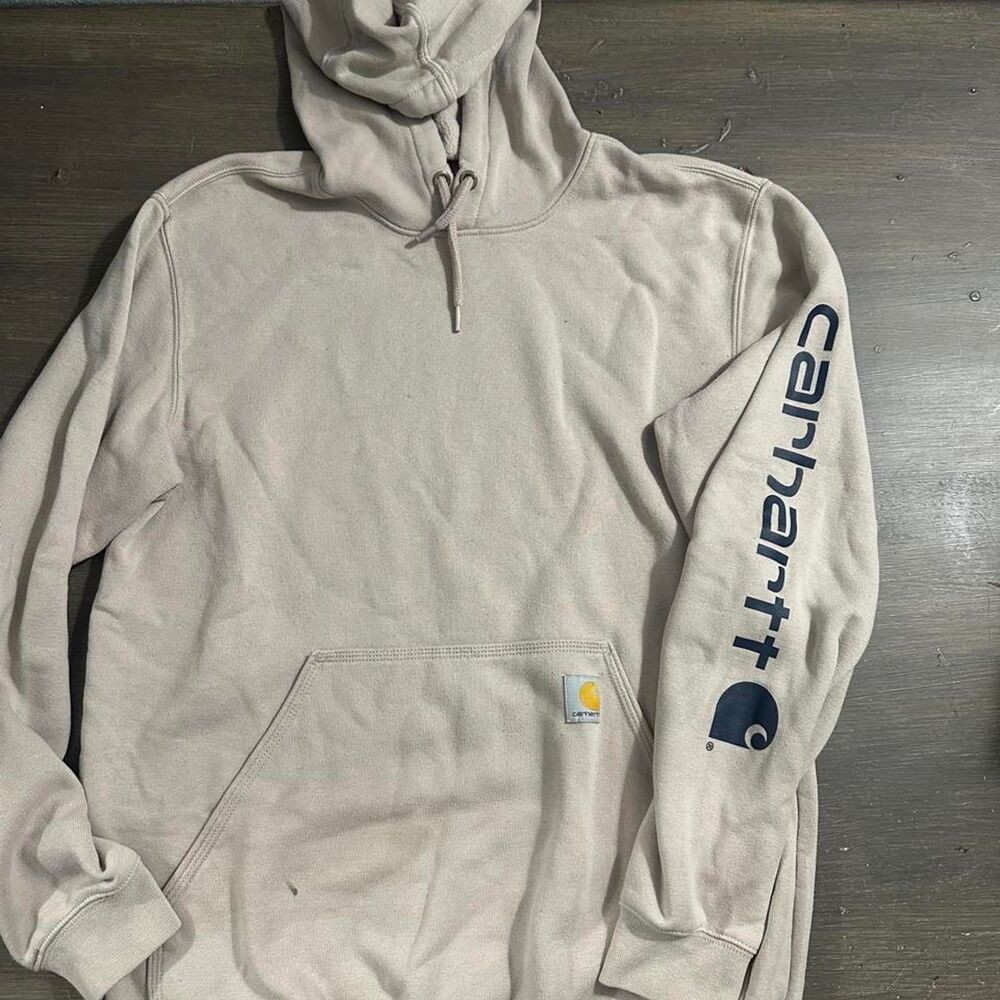 Carhartt Men's Grey and Cream Hoodie